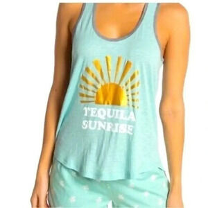 PJ SalvageTequila Sunrise racerback tank top teal lounge wear  size Large NWOT